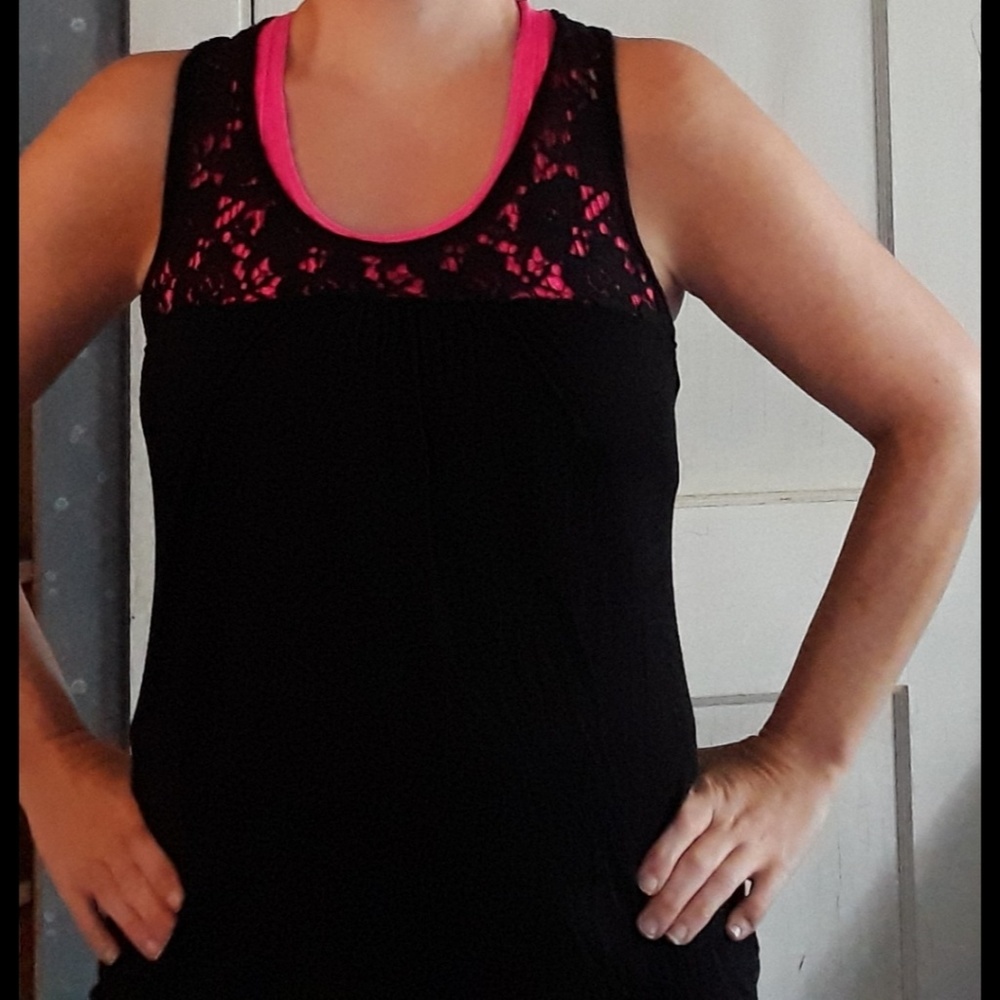 Black lace sleeveless top